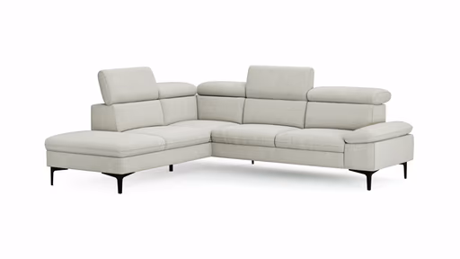 Ecksofa Felipa - Ecke links mit 2,5-Sitzer inkl. Kopfteil verstellbar, Stoff, Natur