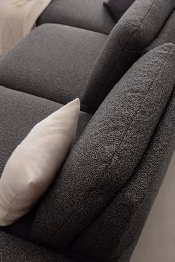 Ecksofa Collina - Longchair links, 2,5-Sitzer inkl. Sitztiefen- u. Armlehehnenverstellung, Stoff, Dunkelgrau