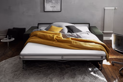 Sofa Nuoro - 3-Sitzer inkl. Schlaffunktion, Stoff, Olivgrün