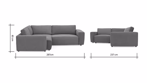 Ecksofa Lilaia - 1,5-Sitzer Tief, Ecke, 2-Sitzer rechts, Stoff, Olivgrün