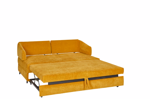 Sofa - 2-Sitzer mit Schlaffunktion, Sitztiefe verstellbar, Stoff, Gelb