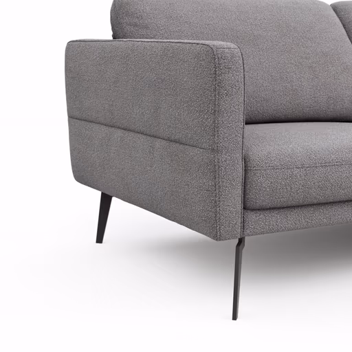 Ecksofa Estrela - 2,5-Sitzer mit Longchair rechts inkl. Rücken-/Armlehnenverstellung, Stoff, Grau