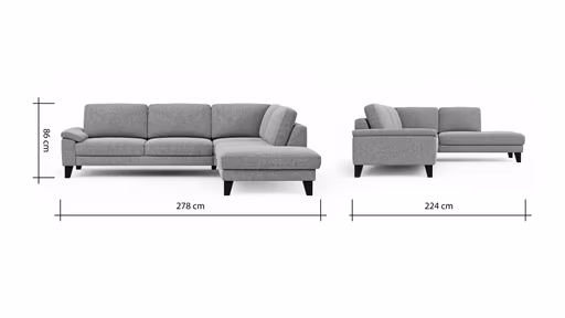 Ecksofa Oviedo - 2,5-Sitzer mit Ecke rechts, Stoff, Dunkelblau
