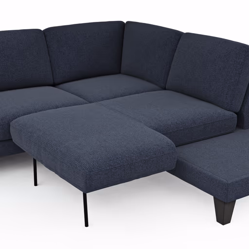 Ecksofa Oviedo - 2,5-Sitzer mit Ecke rechts inkl. Drehsitz, Stoff, Dunkelblau