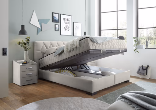 Boxbett - Liegefläche ca. 180x200 cm, Stoff, Sand