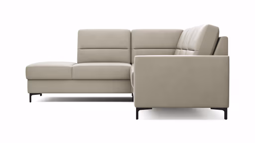 Ecksofa Merlos H. - Ecke links mit 2,5-Sitzer rechts, Leder, Kreide