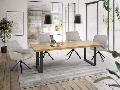 Armlehnstuhl MARESA - drehbar, Stoff, Silberfarben