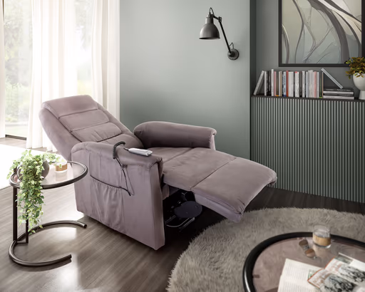 TV-Sessel MYRON - Aufstehhilfe, Relaxfunktion, Stoff, Braun