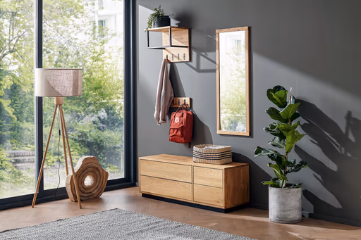 Garderobenkombination Williston - Korpus Wildeiche geölt / Front sandgestrahlt