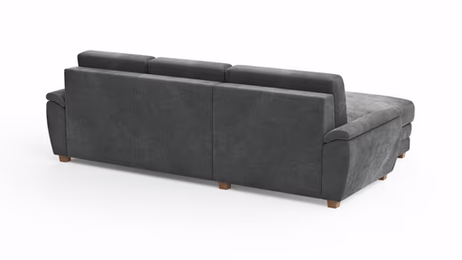 Ecksofa Lakeville 1 - Longchair links mit 2-Sitzer inkl. Schlaffunktion mit Bettkasten, Stoff, Grau