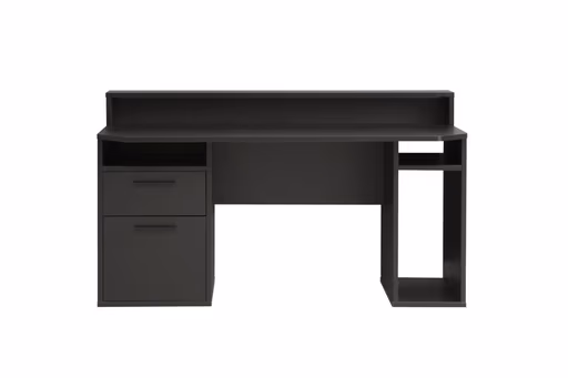 Schreibtisch FJODOR - mit Beleuchtung, Schwarz matt