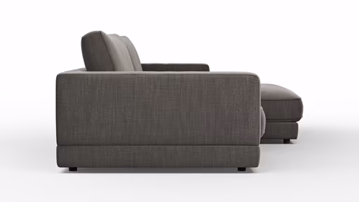 Ecksofa Juni - 1,5-Sitzer mit Longchair rechts, Stoff, Schwarz