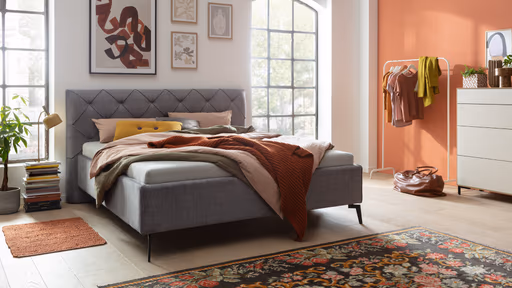 Bettgestell Carmen - Liegefläche ca. 180x200cm, Stoff, Dunkelgrau