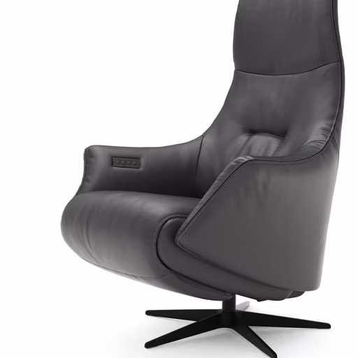 Relaxsessel Girona -  Relaxfunktion (motorisch), Leder, Schwarz