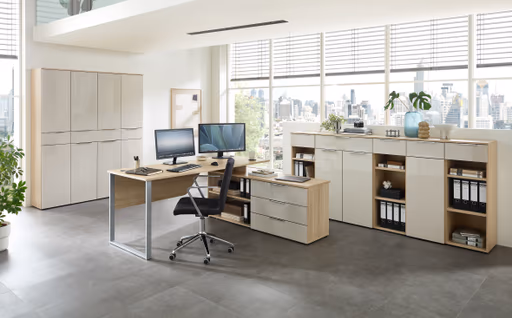 Büroregal - B ca. 40 cm, Riva Eiche Nachbildung, Kaschmir