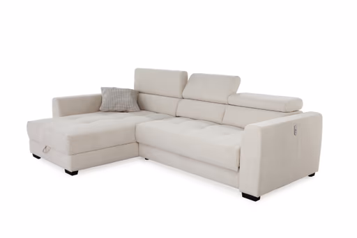 Ecksofa - 2-Sitzer, Ecke rechts, Stoff, Beige