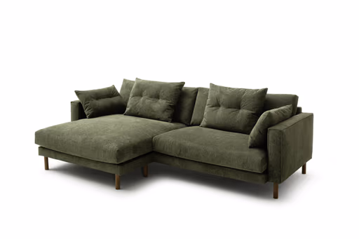 Ecksofa Anesa - Longchair links, 1,5-Sitzer, Stoff, Grün