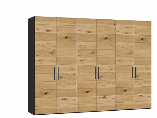Drehtürenschrank JOIN IT- B ca. 303 cm., Schwarz, Eiche, Natur, Bretteroptik