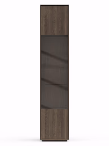 Vitrine Saratoga - links, Buche massiv, silbergrau geölt