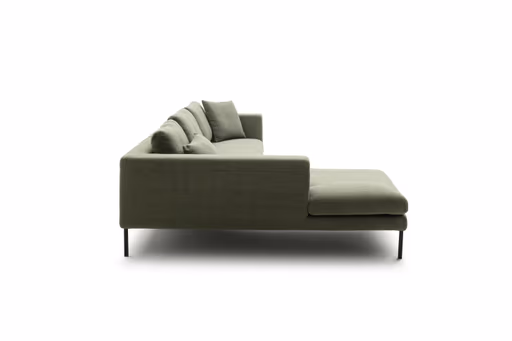 Ecksofa Helmi - Longchair links, 2,5-Sitzer, Stoff, Eukalyptus