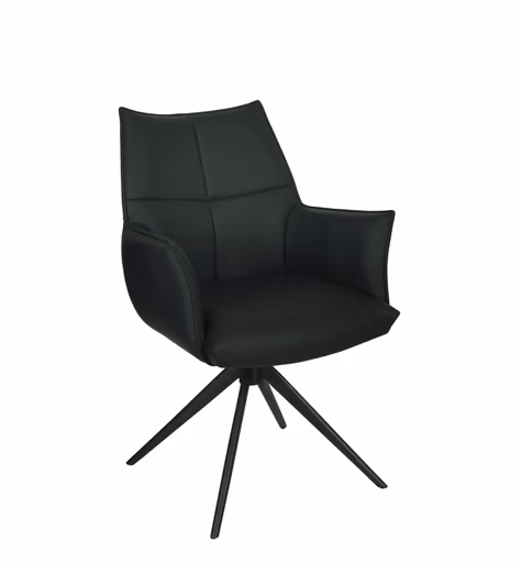 Armlehnstuhl MELE - drehbar, Leder, Schwarz