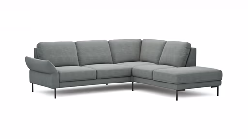 Ecksofa Rockport A - 2,5-Sitzer mit Ecke rechts inkl. Armlehne klappbar, Stoff, Eisblau