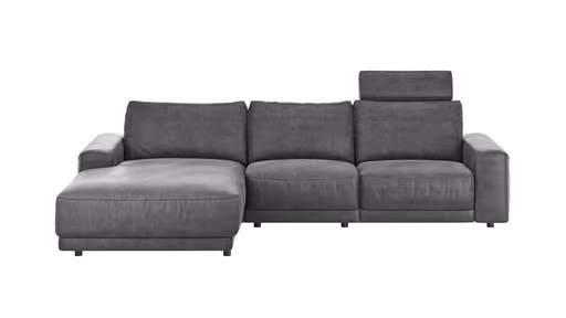 Ecksofa Balok - Longchair groß links mit 2,5-Sitzer, inkl. Relaxfunktion (motorisch) und Kopfstütze, Stoff, Anthrazit