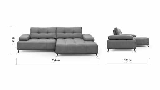 Ecksofa Comodo - 1,5-Sitzer, Longchair rechts, Leder, Taupe
