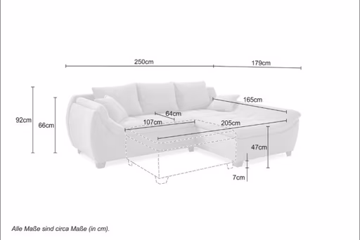 Ecksofa JAMILA - 2-Sitzer, Ecke rechts, Stoff, Taupe