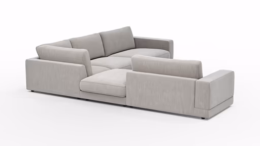 Ecksofa Juni - Ecke links mit 3-Sitzer, Stoff, Hellgrau