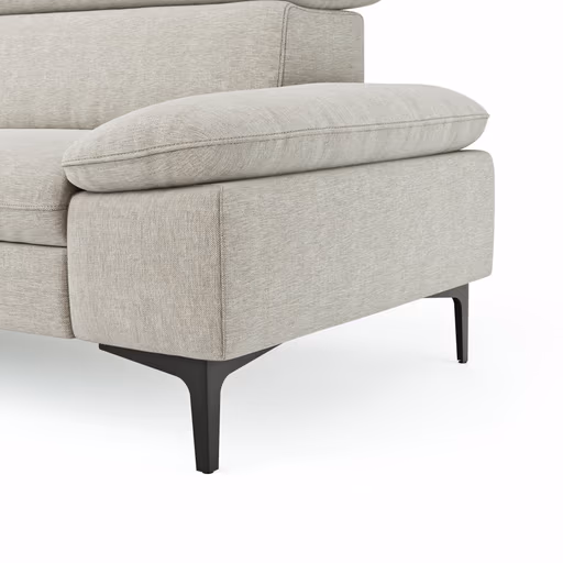 Ecksofa Felipa - Longchair links mit 2,5-Sitzer inkl. Kopfteil verstellbar, Stoff, Natur