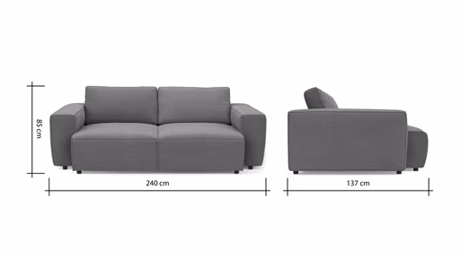 Bigsofa Lilaia - 3-Sitzer Tief, Stoff, Kaschmir