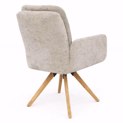 Armlehnstuhl Evania - Dreh und Relax-Funktion, niedriger Rücken, Stoff, Ecru