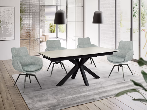 Armlehnstuhl MAXINE - drehbar, Stoff, Petrol