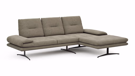 Ecksofa Lucero - 2-Sitzer mit Longchair rechts, Stoff, Olivgrün