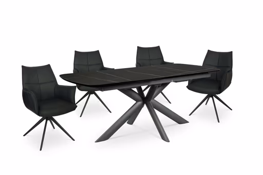 Armlehnstuhl MELE - drehbar, Leder, Schwarz