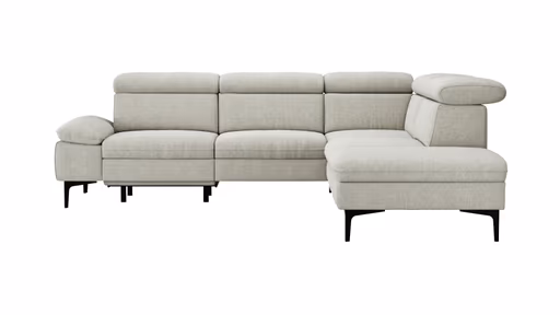 Ecksofa Felipa - 2,5-Sitzer mit Ecke rechts inkl. Armlehne verstellbar und Rückenlehne/Sitztiefe verstellbar (motorisch), Stoff, Natur