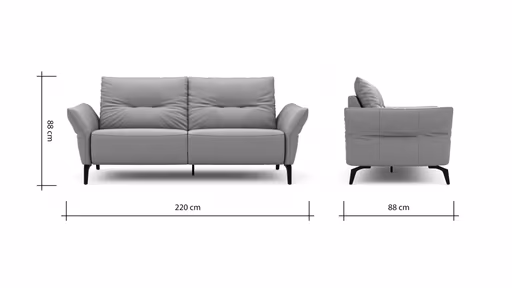 Sofa Bahia - 2-Sitzer inkl. Armlehne verstellbar, Leder, Kurkuma