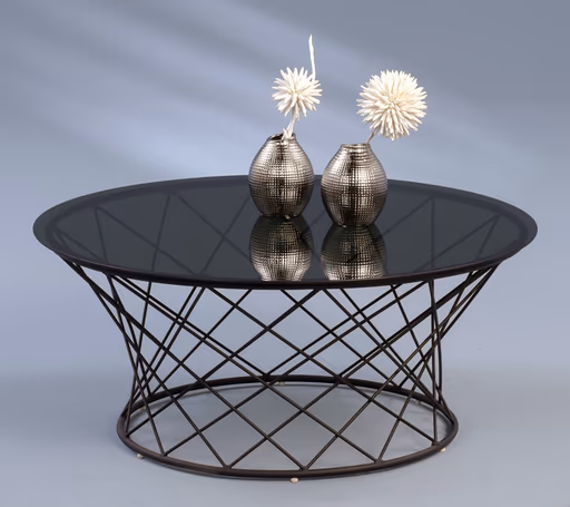 Couchtisch - Ø/H ca. 80x35 cm, Grau, Schwarz