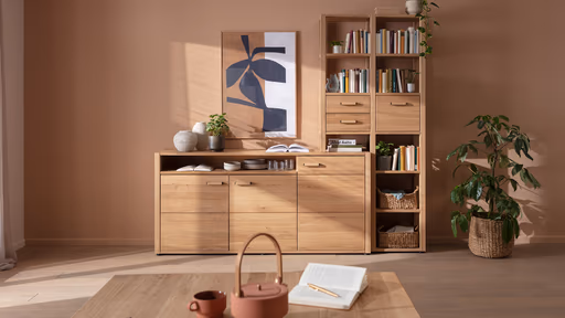 Wohnwand Elara - Eiche massiv, legno geölt