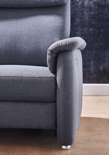 Sofa - 2-Sitzer mit Trapezelement mit Tisch mittig, inkl. teilmotorische Verstellung, Stoff, Anthrazit