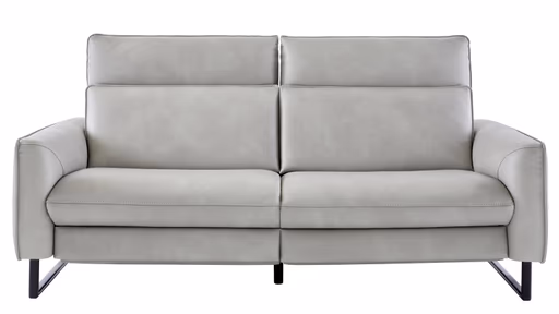 Sofa Avela - 3-Sitzer inkl. Kopfteil verstellbar, Leder, Steingrau