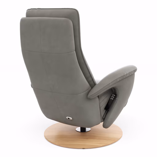 Sessel Tulsa Relax - Größe M, inkl. Fußteil/Rückenlehne verstellbar (motorisch), inkl. Kopfteilverstellung, Leder, Graubeige