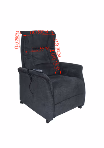 TV-Sessel MIKALA - Aufstehhilfe, Relaxfunktion, Kopfteilverstellung, Stoff, Schwarz