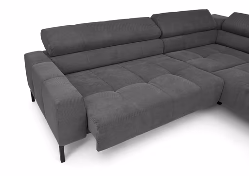  Ecksofa COLLEEN 2.0 - 2-Sitzer mit Ecke rechts, Sitzvorzug motorisch, Feincord, Anthrazit