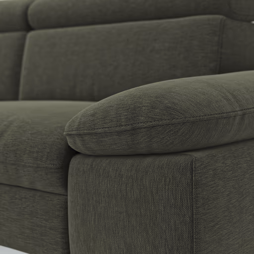 Ecksofa Felipa - Longchair links mit 2,5-Sitzer inkl. Armlehne verstellbar und Rückenlehne/Sitztiefe verstellbar (motorisch), Stoff, Dunkelgrün