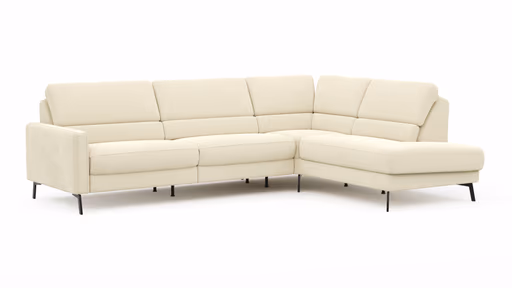 Ecksofa Valera - 3-Sitzer mit Ecke rechts inkl. Rückenlehne verstellbar, Stoff, Natur