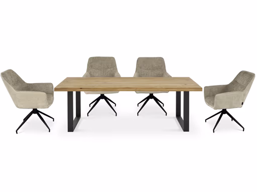 Esstisch - LB ca. 240x100 cm, Eiche massiv geölt, Schwarz