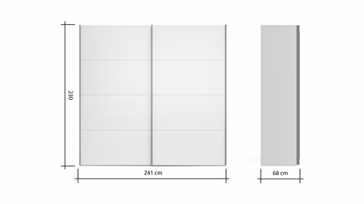 Schwebetürenschrank Viana - B ca. 241 cm, Lack, Weiß