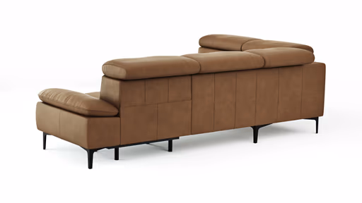 Ecksofa Felipa - Ecke links mit 2,5-Sitzer inkl. Armlehne verstellbar und Rückenlehne/Sitztiefe verstellbar (motorisch), Leder, Cognac